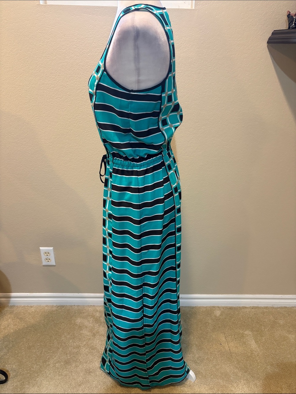 MICHAEL Michael Kors Teal and Black Geometric Print Maxi Dress - Picture 5 of 13